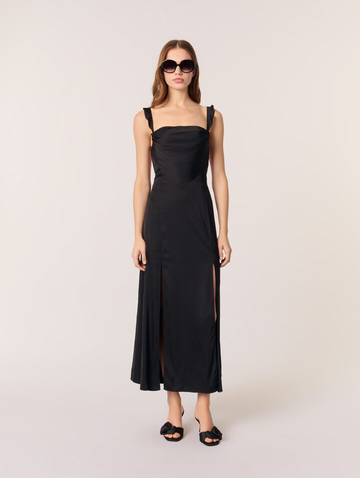 Robe longue satinée