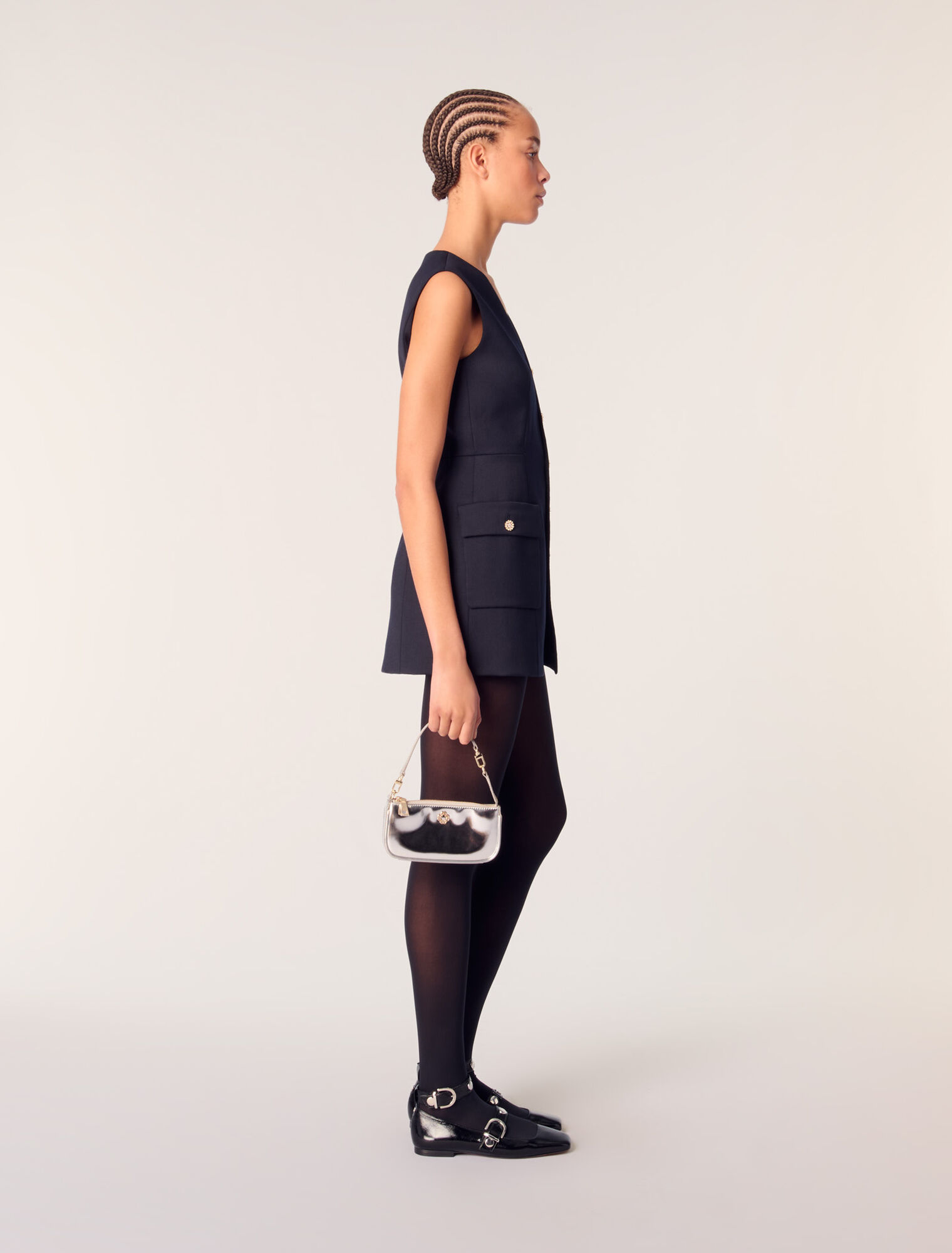Robe trompe-l'œil en laine mélangée