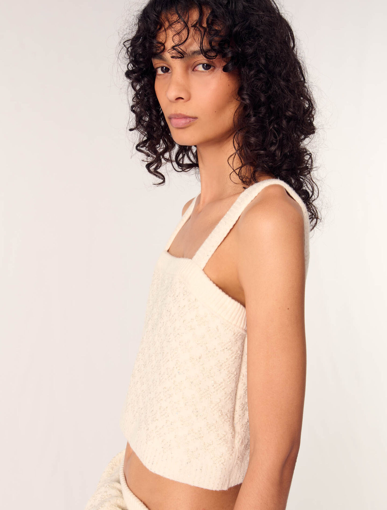 Top court en maille effet tweed