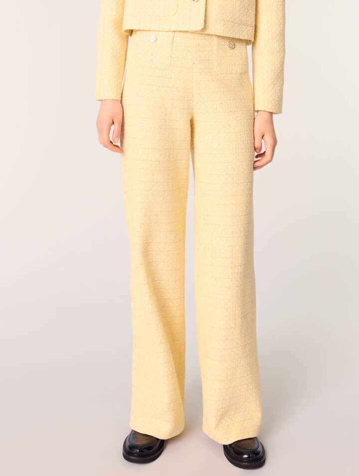 Pantalon droit en tweed et lurex
